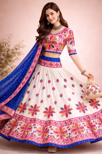  Women's 3-Piece Chaniya Choli Set with Dupatta  Free Size (upto XL)