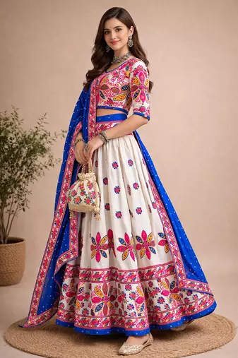  Women's 3-Piece Chaniya Choli Set with Dupatta  Free Size (upto XL)