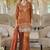 Rust copper shimmer tissue silk blend embroidered kurta set with dupatta