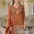 Rust copper shimmer tissue silk blend embroidered kurta set with dupatta