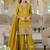 Mustard yellow shimmer tissue silk blend embroidered kurta set with dupatta
