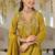 Mustard yellow shimmer tissue silk blend embroidered kurta set with dupatta