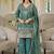 Teal shimmer tissue silk blend embroidered kurta set with dupatta