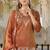 Rust copper shimmer tissue silk blend embroidered kurta set with dupatta