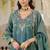 Teal shimmer tissue silk blend embroidered kurta set with dupatta