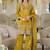 Mustard yellow shimmer tissue silk blend embroidered kurta set with dupatta