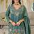 Teal shimmer tissue silk blend embroidered kurta set with dupatta