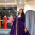 Dark blue heavily embroidered anarkali suit set