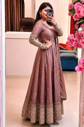 Oniun heavily embroidered anarkali suit set