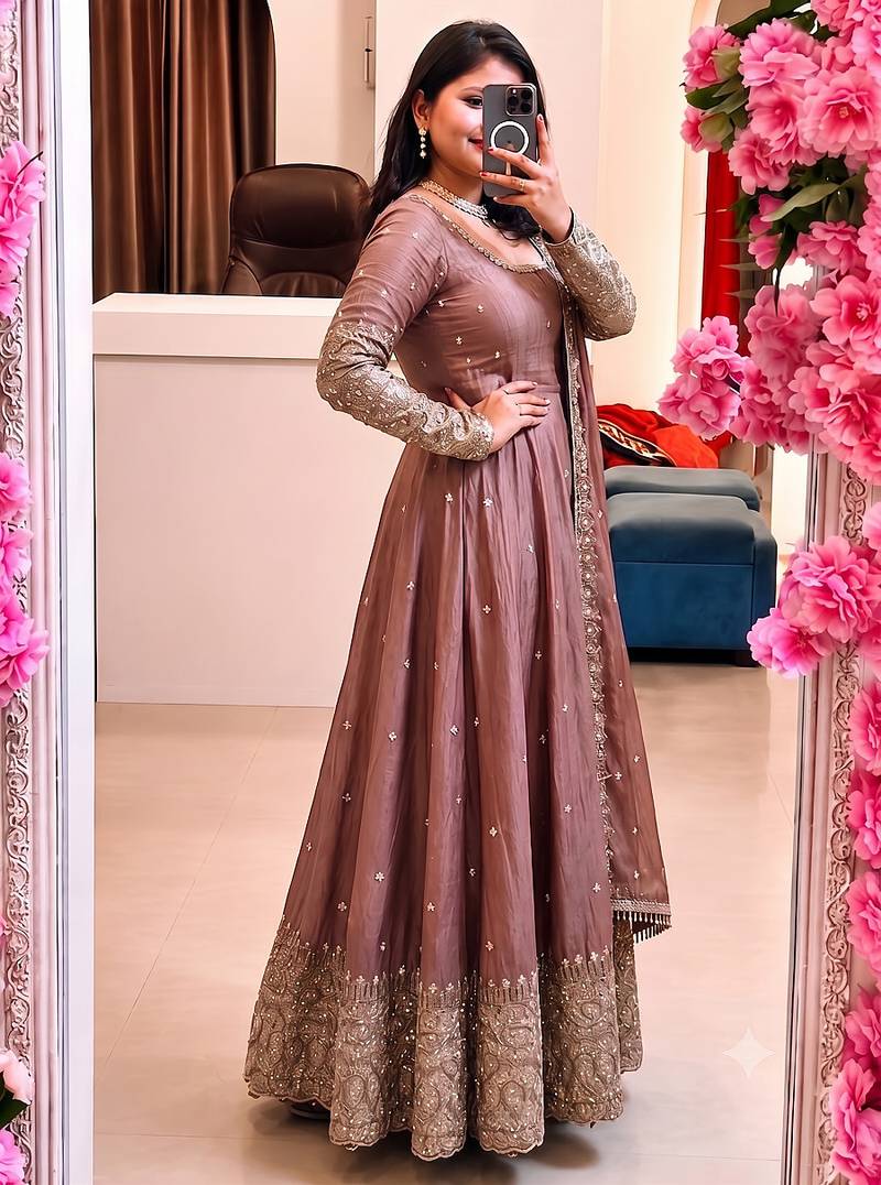 Oniun heavily embroidered anarkali suit set