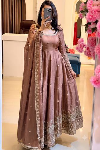 Oniun heavily embroidered anarkali suit set