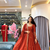 Orange heavily embroidered anarkali suit set