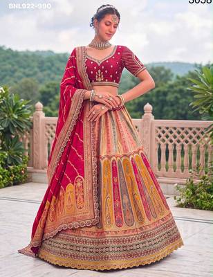 Multicolor Silk Blend Embroidered Traditional Sangeet Lehenga Choli Set 1