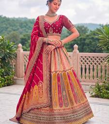 Multicolor Silk Blend Embroidered Traditional Sangeet Lehenga Choli Set