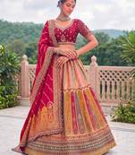 Multicolor Silk Blend Embroidered Traditional Sangeet Lehenga Choli Set