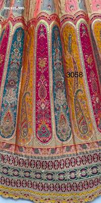 Multicolor Silk Blend Embroidered Traditional Sangeet Lehenga Choli Set 2