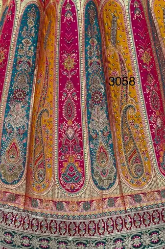 Multicolor Silk Blend Embroidered Traditional Sangeet Lehenga Choli Set