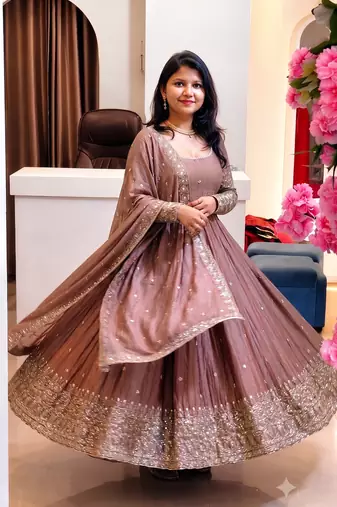 Oniun heavily embroidered anarkali suit set