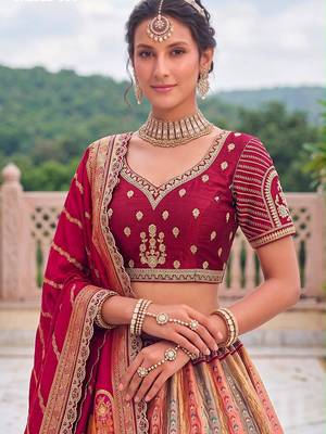 Multicolor Silk Blend Embroidered Traditional Sangeet Lehenga Choli Set 3