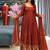 Orange heavily embroidered anarkali suit set