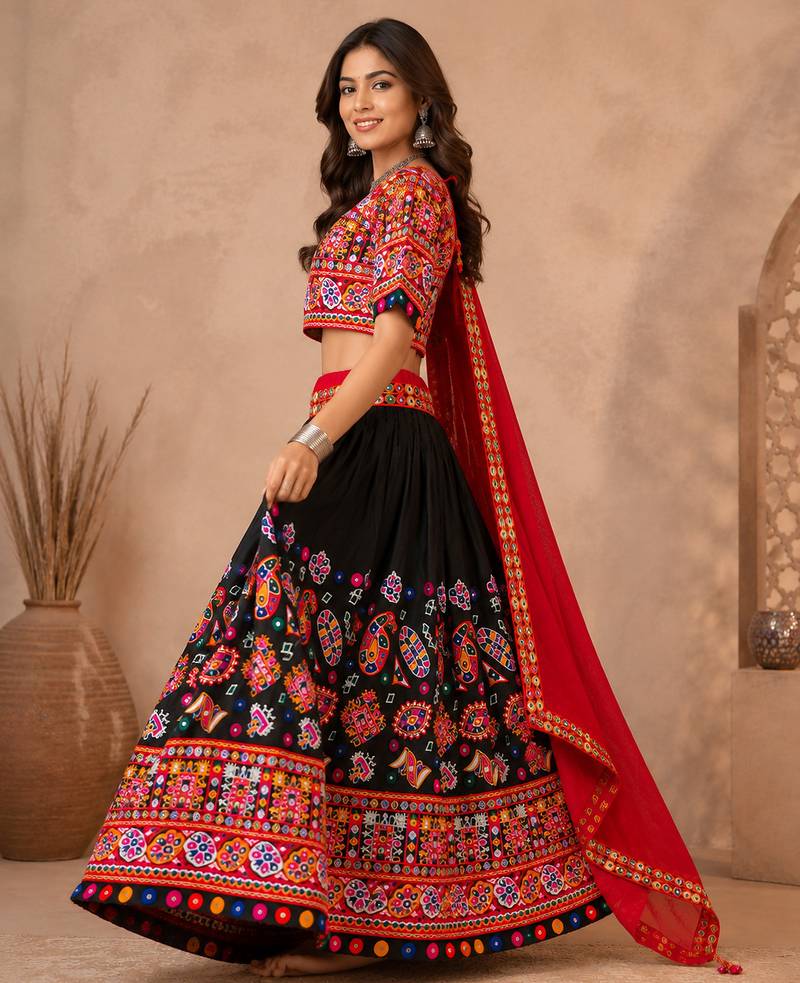 Women's 3-Piece Chaniya Choli Set with Dupatta  Free Size (upto 42)