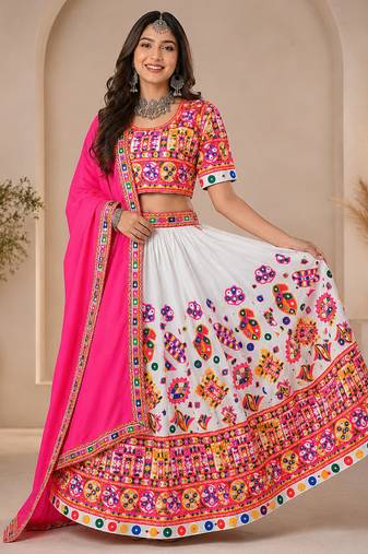  Women's 3-Piece Chaniya Choli Set with Dupatta  Free Size (upto 42)