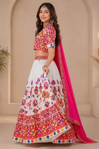  Women's 3-Piece Chaniya Choli Set with Dupatta  Free Size (upto XL)
