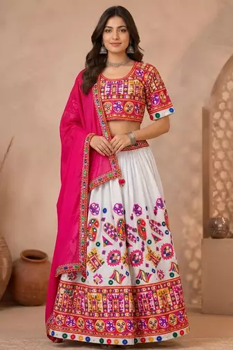  Women's 3-Piece Chaniya Choli Set with Dupatta  Free Size (upto XL)