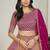 Rani Pink & Orange Embroidered Faux Georgette Stiched Lehenga Choli with Dupatta