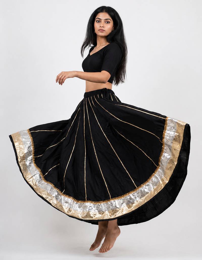 Women’s Long Flair Chaniya Skirt for Navratri & Garba  Free Size (upto XL)