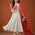 Women's Gorgeous Embroidery Silk Fabric Flared Anarkali Pant and Dupatta Set