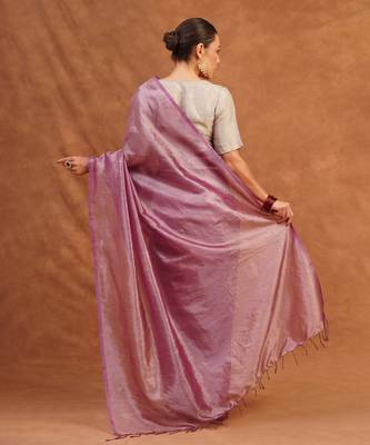 Mauve pink metallic banarasi tissue silk saree 3