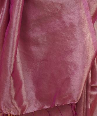Mauve pink metallic banarasi tissue silk saree 5
