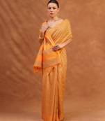 Warm yellow woven kota silk saree
