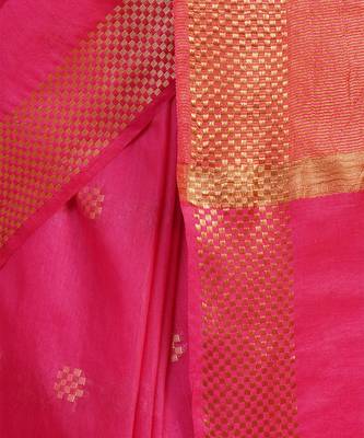 Rani pink zari woven kota silk saree 5