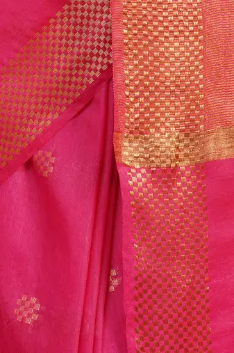 Rani pink zari woven kota silk saree