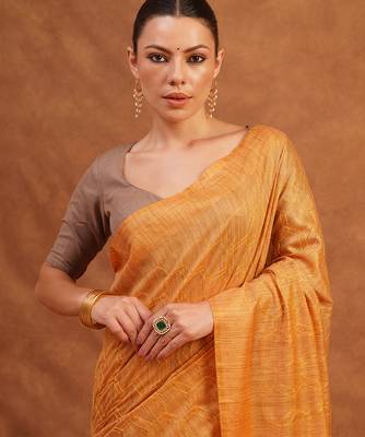 Warm yellow woven kota silk saree 2