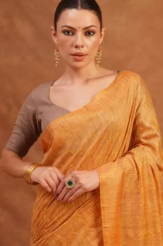 Warm yellow woven kota silk saree