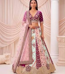 Multicolor Silk Blend Embroidered Designer Bridal Lehenga Choli Set