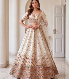 Off-White Silk Blend Embroidered Designer Reception Lehenga Choli Set