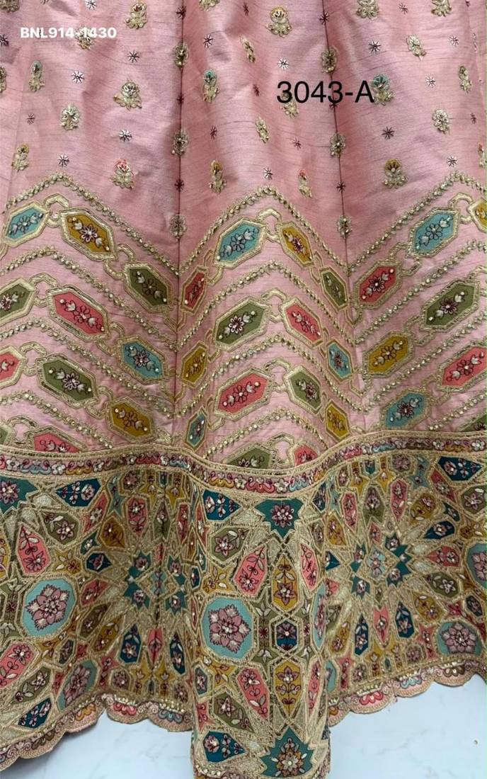 Light Pink Silk Blend Embroidered Party Wear Sangeet Lehenga Choli Set