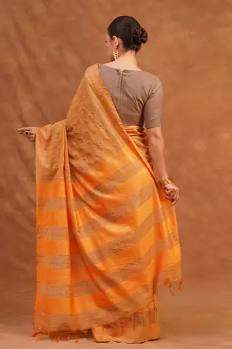 Warm yellow woven kota silk saree