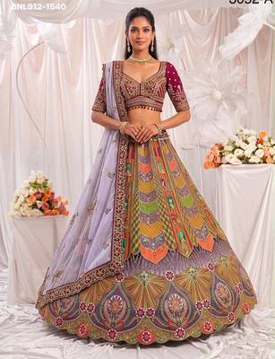 Multicolor Silk Blend Embroidered Designer Sangeet Lehenga Choli Set 1