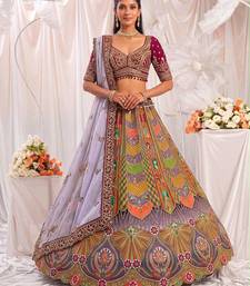 Multicolor Silk Blend Embroidered Designer Sangeet Lehenga Choli Set