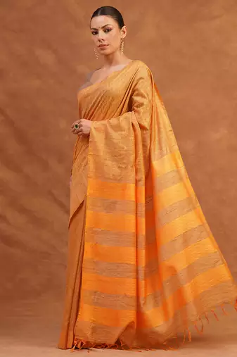 Warm yellow woven kota silk saree