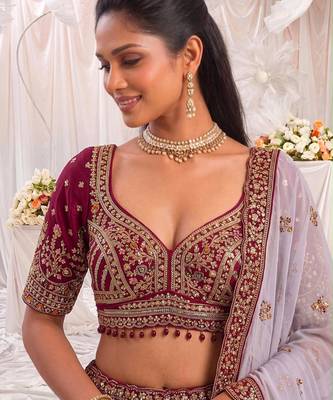 Multicolor Silk Blend Embroidered Designer Sangeet Lehenga Choli Set 2