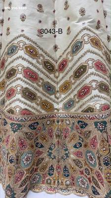 Off-White Silk Blend Embroidered Designer Reception Lehenga Choli Set 4