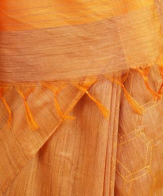 Warm yellow woven kota silk saree 5