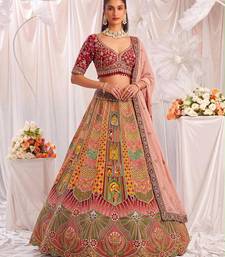Multicolor Silk Blend Embroidered Designer Bridal Lehenga Choli Set