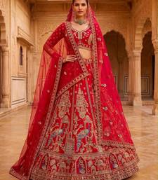 Red Silk Blend Embroidered Heavy Royal Bridal Lehenga Choli Set